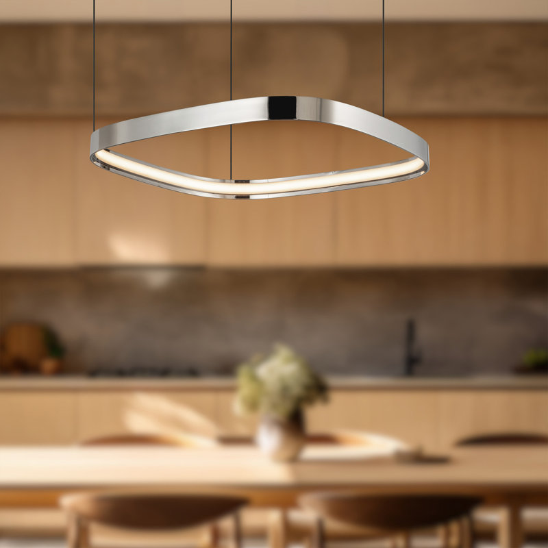 Yukon 1 - Light LED Unique/Statement Pendant, Polished Nickel, 1.5" H x 19.75" W x 19.75" D