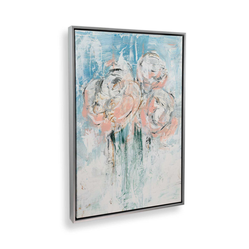 «Abstract Blush Bouquet II» par Ethan Harper, reproduction d'art, Argent argent, H 40 po x l 30 po