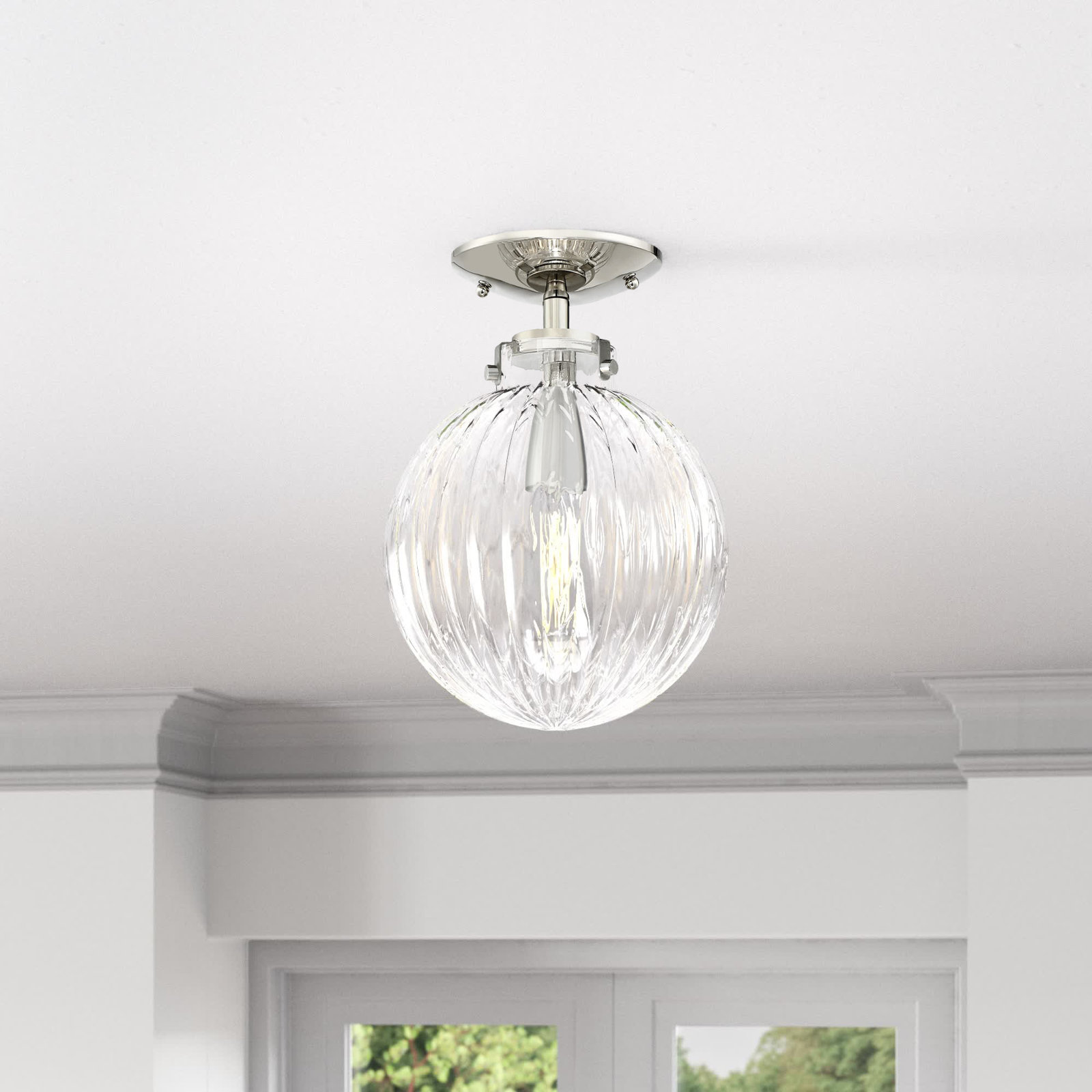 Kaydan Single Light Semi Flush Mount, Polished Nickel