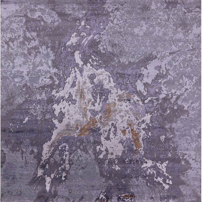 Tapis abstrait gris, Carré 8 pi