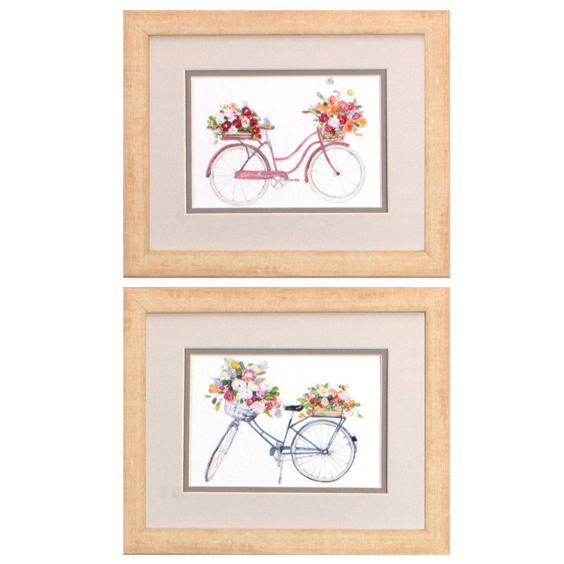 HomeRoots "Ensemble de deux impressions printanières encadrées brunes", 2 pièces