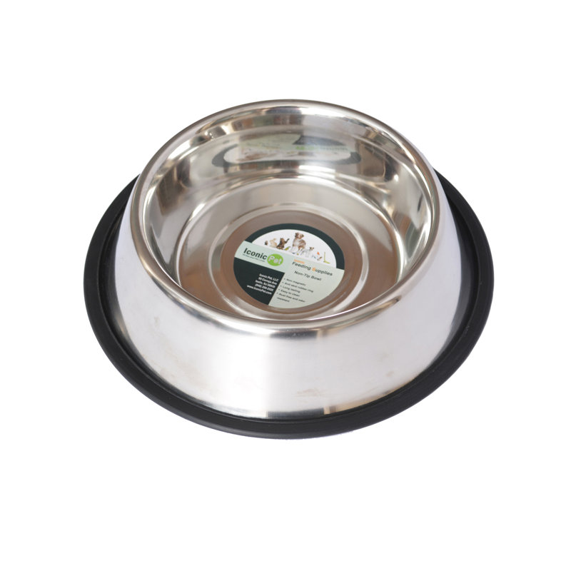 Stainless Steel Non-Skid Pet Bowl with Rubber Ring