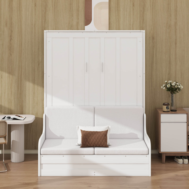 Grand lit escamotable avec coussin, Blanc