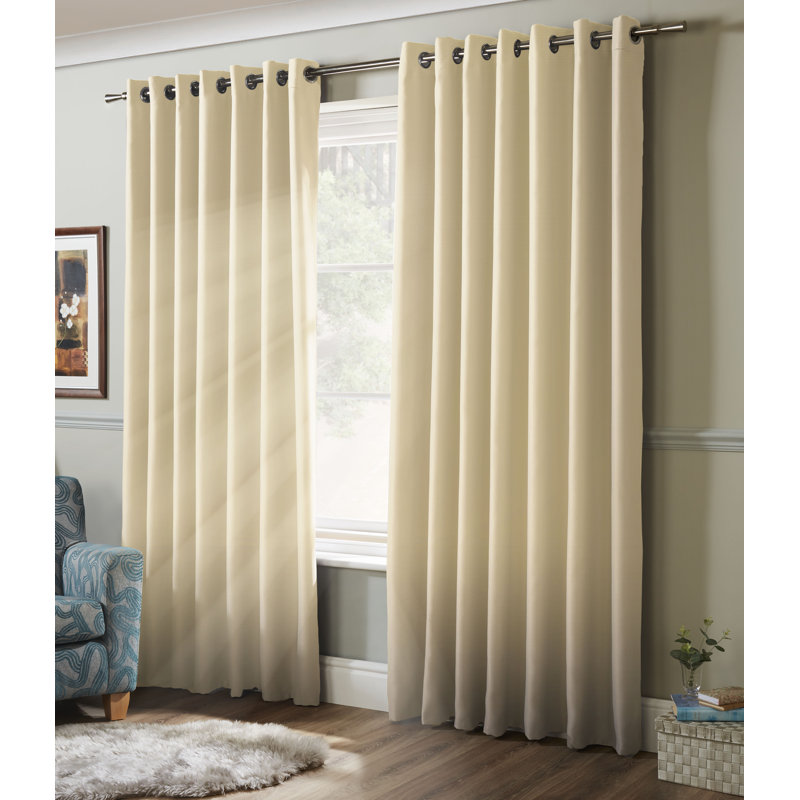 Nashli Room Darkening Eyelet Ring Top Curtains, Cream, 168 W x 137 D cm