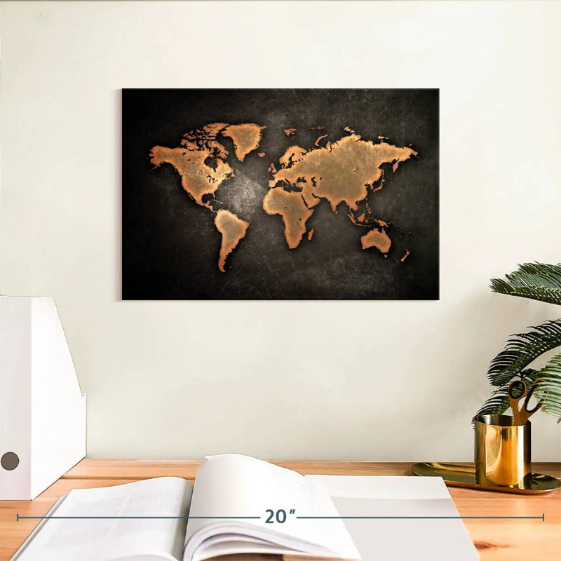 Carte du monde rétro Aliaz, H 8 po x l 12 po