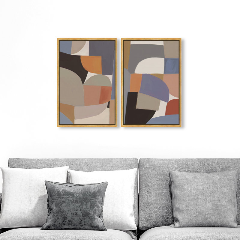 Muted Prelude Set Set by Oliver Gal, 50"H x 34"W, Gold Floater Frame