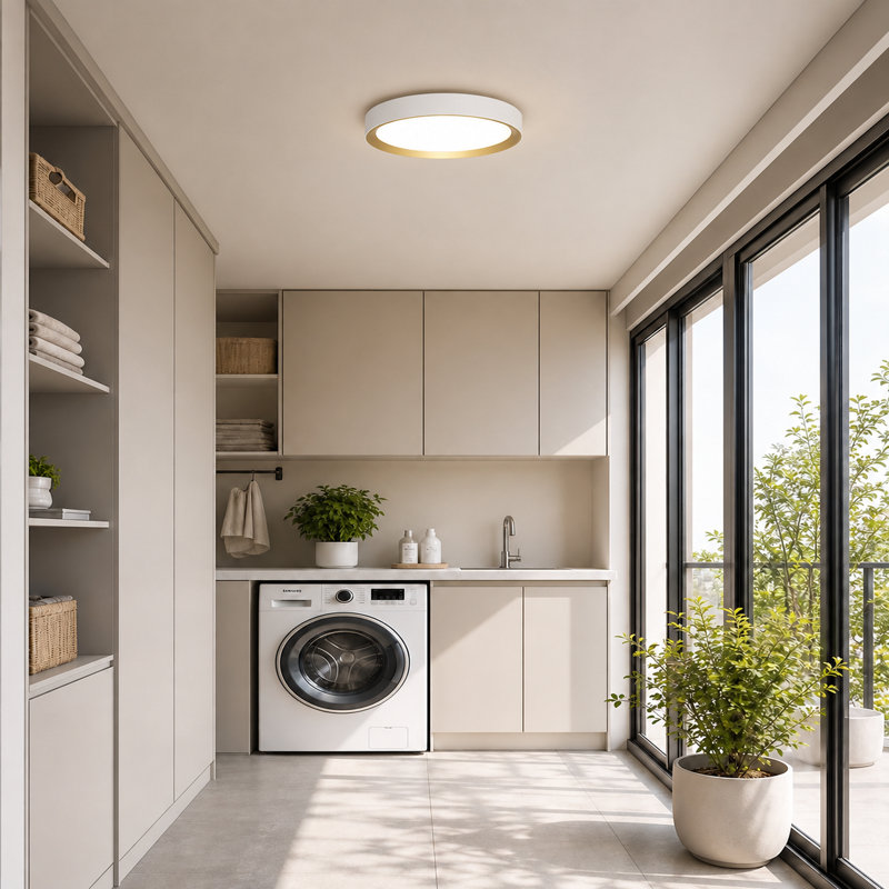 Plafonnier encastré moderne de 15 po à DEL avec anneau décoratif doré, conception ronde à profil bas, température de couleur de 5 CCT sélectionnable, plafonnier à DEL intégré