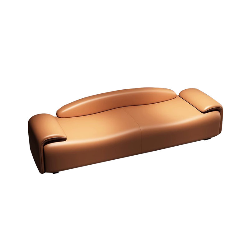 Banc rembourré en cuir véritable Marajade, Orange