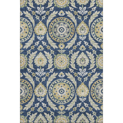 Premium Machine Washable Prisco Navy Rug