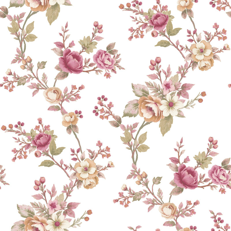 Blooming Garden Collection Soffio Garden Wallpaper Roll, Red