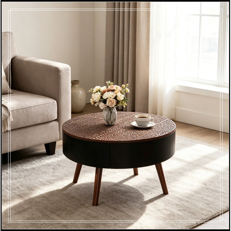 Ritter sculpté rond avec espace de rangement, Noir