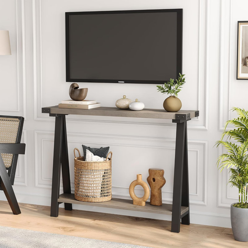 43.3cm Console Table, Grey/Black