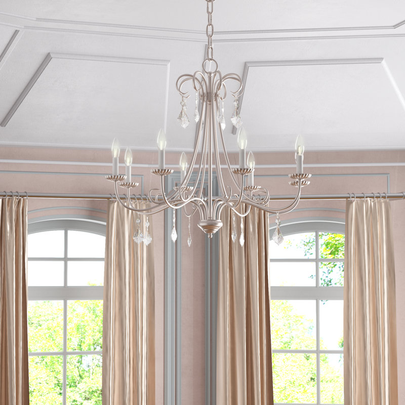 Blaney Candle Style Classic / Traditional Chandelier, Nickel brossé, 25"H x 29.75"W x 29.75"D