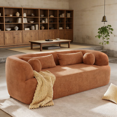86-Inch Chenille Upholstered Sofa With High-Density Foam, No Assembly Required, Curved Cloud Couch For Modern Living Rooms And Apartments