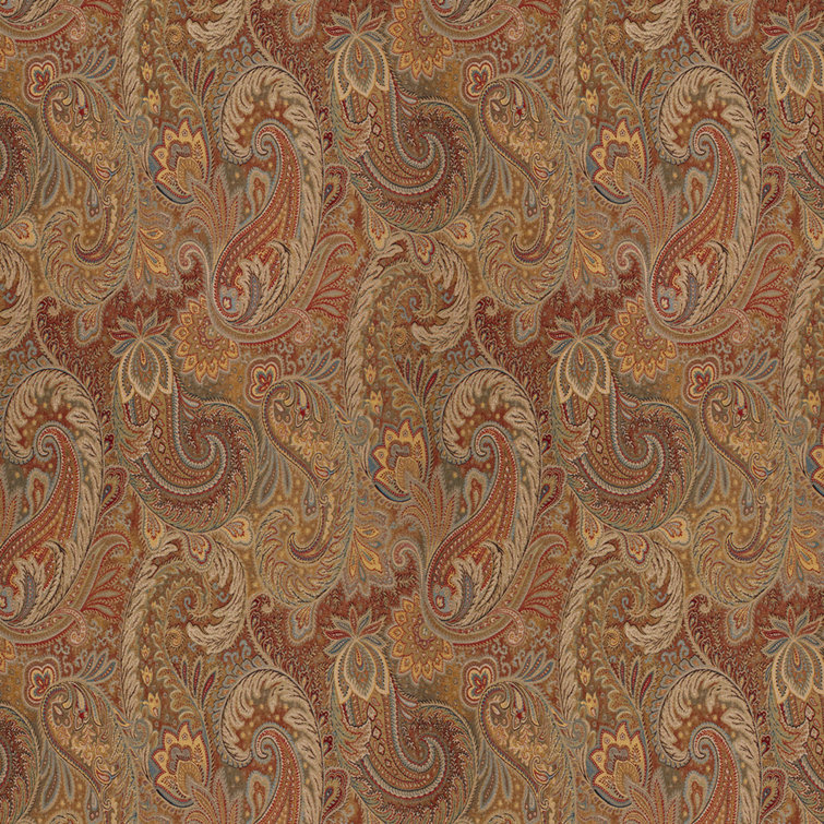 Brown/Orange Polyester and Rayon Fabric