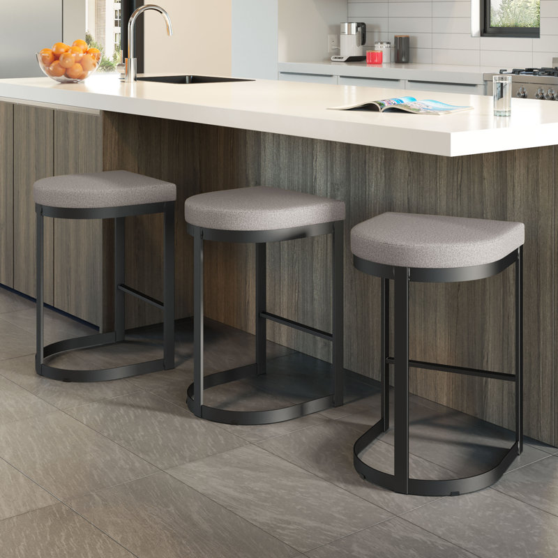 Voight Counter And Bar Stool (Set Of 2), Bar Stool (30” Seat Height), Gray/Beige, Black