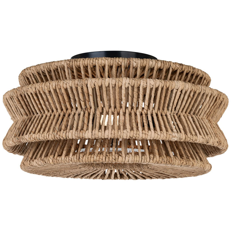 Antigua 3 - Light Semi Flush Mount, 8.25" H x 16" W x 16" D, Satin Black, 2 - Lights