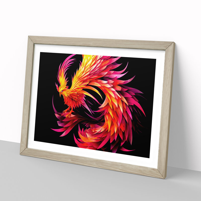 Unreal Phoenix Bird Abstract - Framed Print, 46cm H x 64cm W x 2cm D, Oak Framed