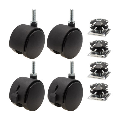 1-1/2in. Square Metal Double Star Caster Inserts 2 with Brakes 2 without Brakes