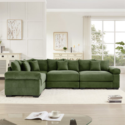Canapé modulaire surdimensionné surdimensionné en nuage, canapé-lit modulaire convertible avec accoudoirs très larges, 13 coussins décoratifs en velours côtelé de qualité supérieure, conception ergonomique, assemblage facile, pour les salons