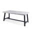 Table de salle à manger d'extérieur en bois d'acacia gris sablé clair avec cadre en métal noir rustique-662804408