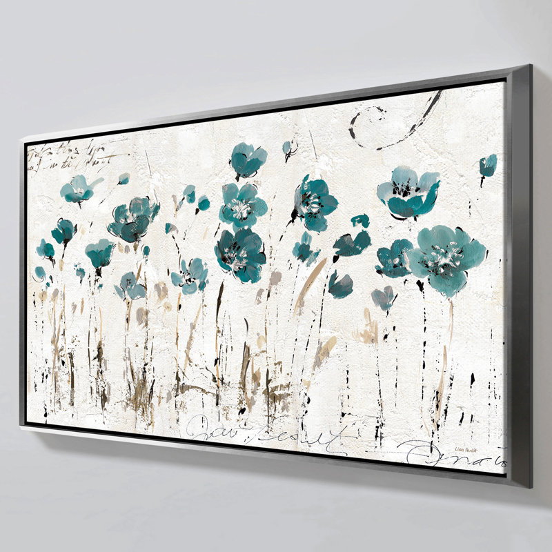"Abstract Balance IV Blue" par Lisa Audit, reproduction sur toile dans un cadre flottant, H 21,5 po x l 33,5 po