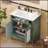 30" Antique Pattern Bathroom Vanity with Rectangle Ceramic Sink