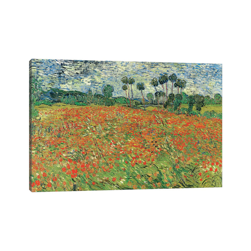 Field Of Poppies, Auvers-Sur-Oise, 1890 by Vincent Van Gogh - Wrapped Canvas Painting, 20.32 cm H x 30.48 cm W
