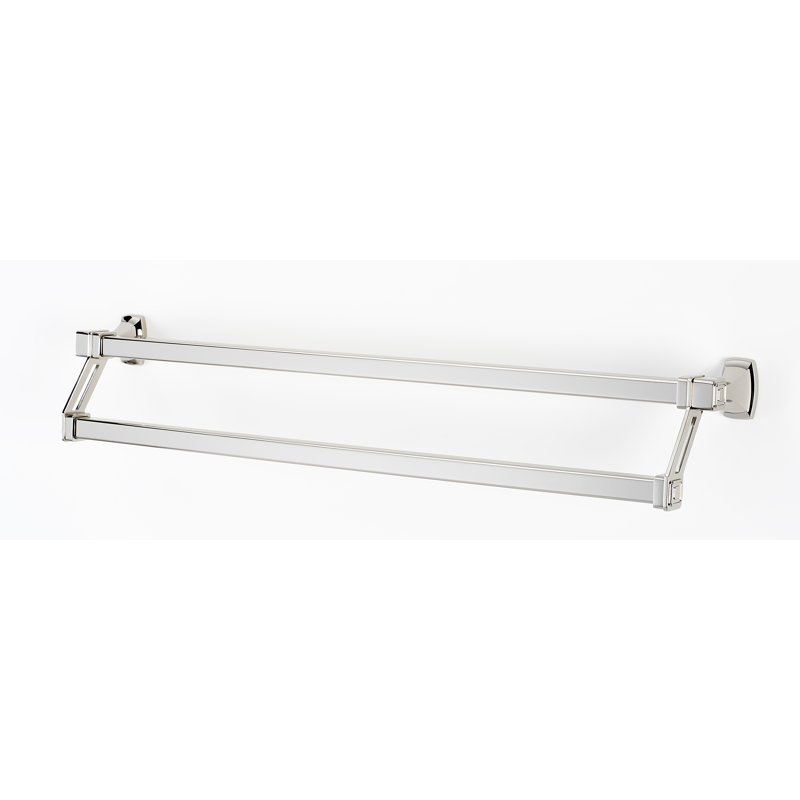 Cube Double Towel Bar, Satin Nickel