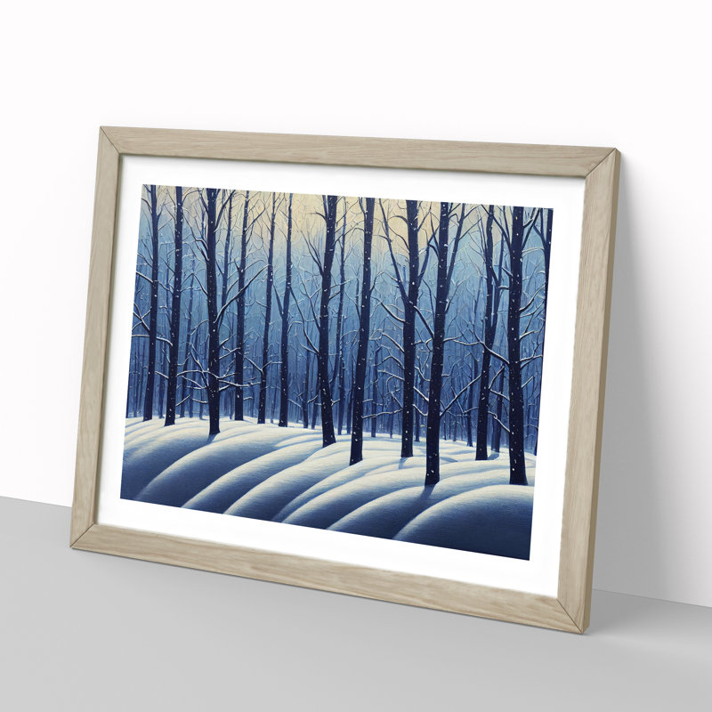 XH1022-6713X Painted Winter Forest Vol.1 1 Piece Single Picture Frame Wall Art, 46cm H x 64cm W x 2cm D, Oak