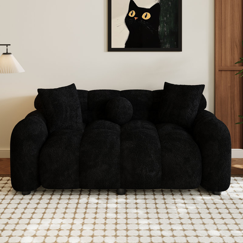 Canapé-lit rembourré 64,7 po Ottwell, Polyester noir