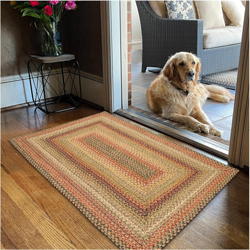 Tapis en jute / sisal rouille / vert / beige Vinita, Rectangle 1 pi 8 po x 2 pi 6 po