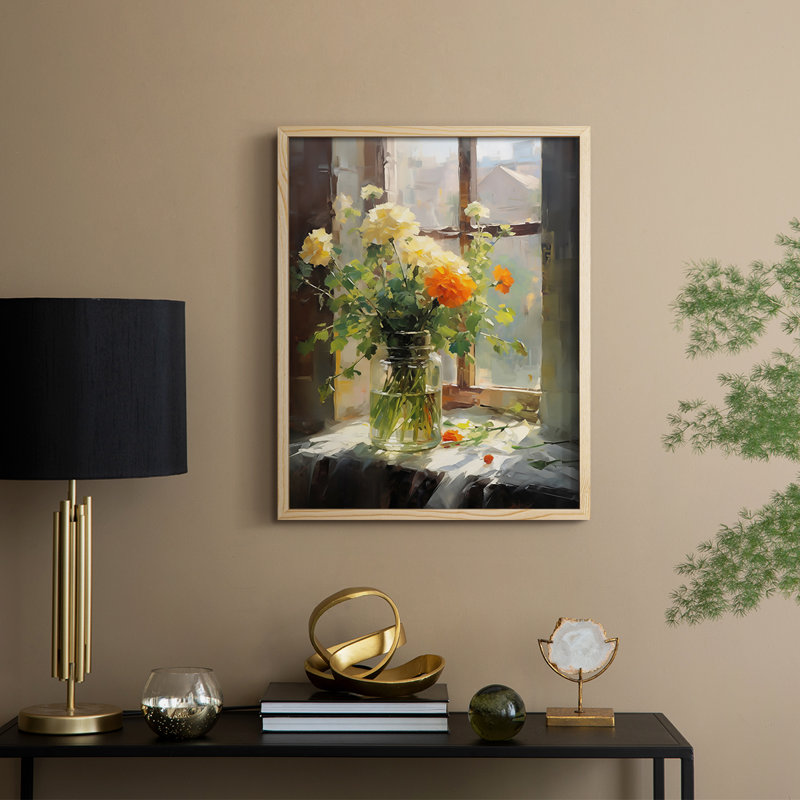 Reproduction encadrée FLORAL Series DCCXCII - bois massif, Naturel, H 11 po x l 9 po