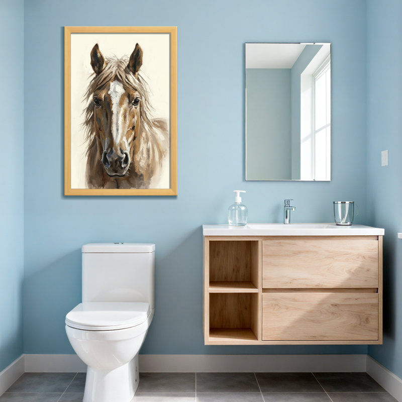 Portrait de cheval avec flamme blanche et fourrure brune, H 20 po x l 30 po, Toile tendue, Ne s’applique pas