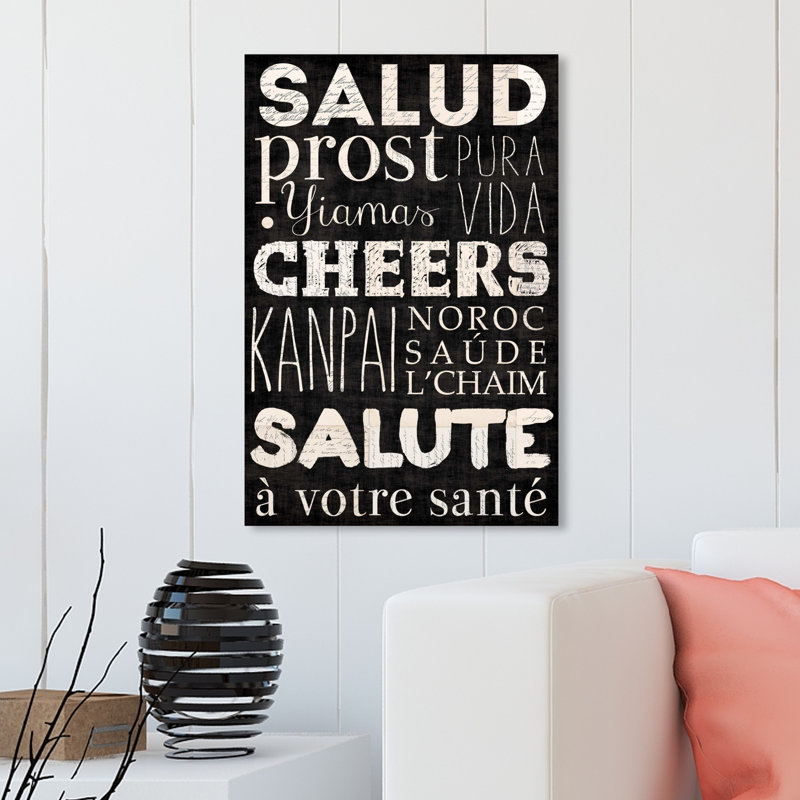 «Cheers», reproduction d'art textuel sur toile, H 30 po x l 20 po x P 1,5 po