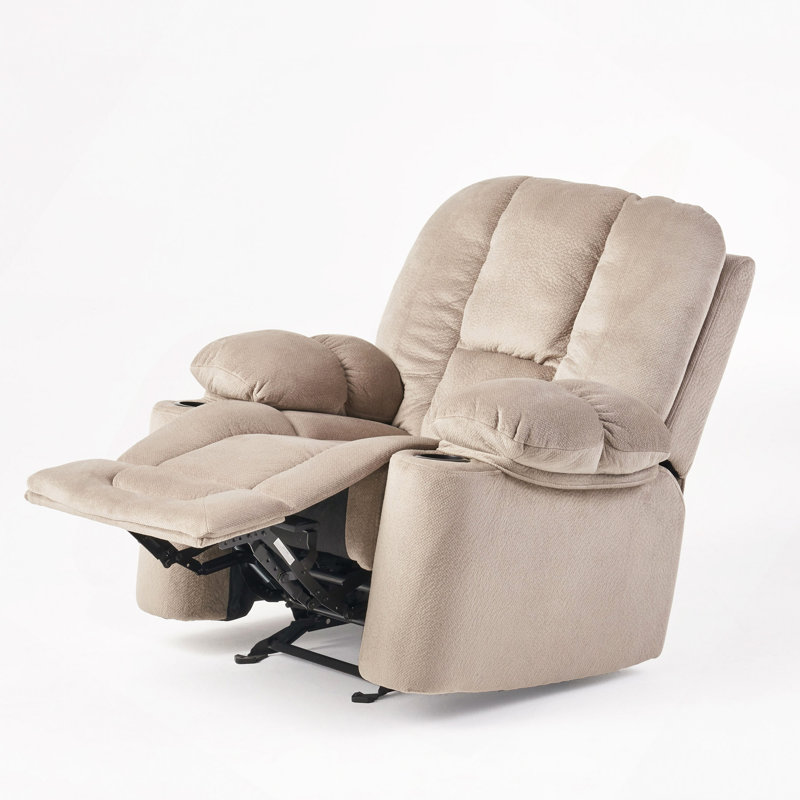 Fauteuil inclinable souple, fauteuil inclinable manuel luxueux en café, tissu doux pour la peau, porte-gobelets doubles