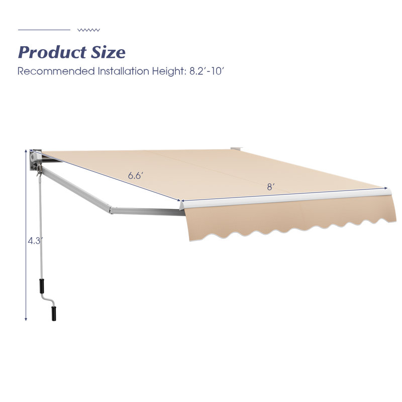 Auvent de terrasse rétractable en polyester l 96 po Topbuy, Beige