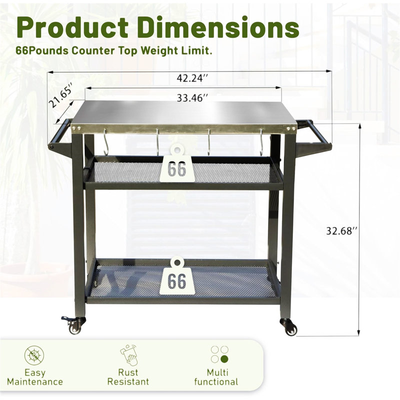 3-Shelf Outdoor Grill Table
