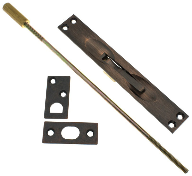 Solid Brass Extension Flush Bolt, Antique Copper