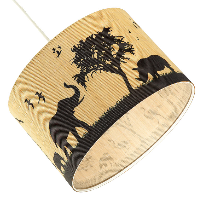 20 cm H Drum Bamboo Lamp Shade ( No Direct Attachment Method ) in Black
