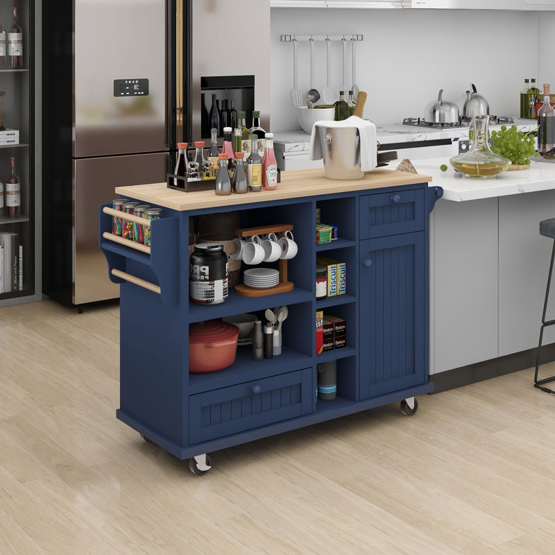 50.8 " W Kitchen Cart, Dark Blue