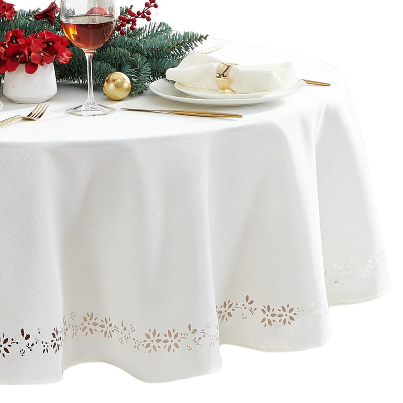 Nappe Holmwith Poinsettia Noel, Blanc