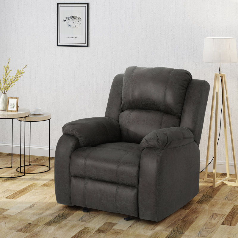 Fauteuil inclinable manuel, tissu de lin, dimensions 34,5 po x 39 po x 39 po, Microfibre ardoise / microsuède
