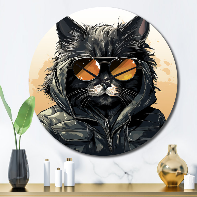 Horloge murale noire en métal, Grand