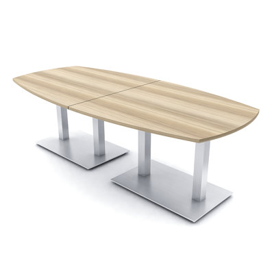 Arc Boat Shaped Conference Table with Double Base