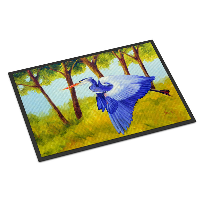 Non-Slip Doormat, Fyling Heron, 18" W x 27" L