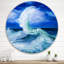 Vagues se brisant pendant la marée de l'océan sauvage - art mural nautique et côtier en cercle-59006869