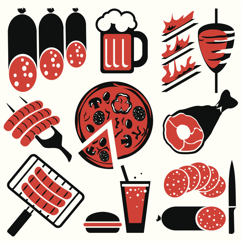 Barbecue Icons by Valeryprint2d - Wrapped Canvas Print, 51cm H x 51cm W x 3.8cm D