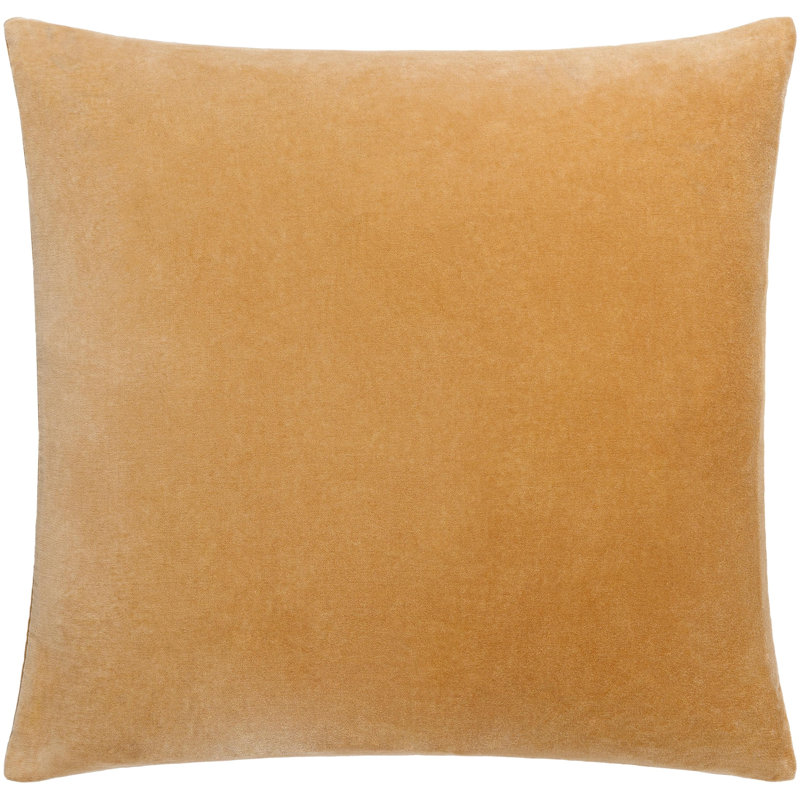 Denny Cotton Throw Pillow, Yellow, Down, Square 22"