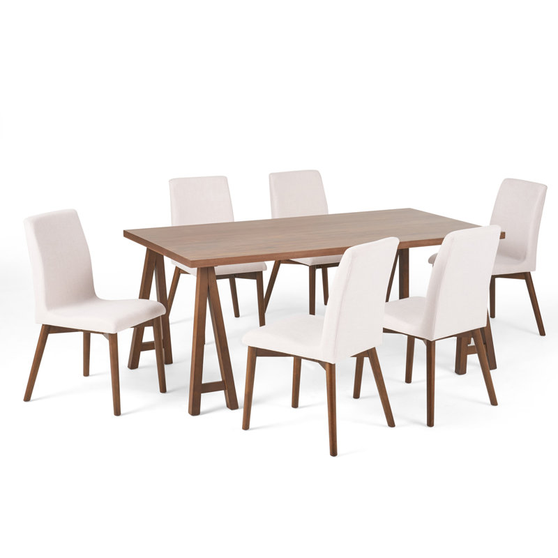 Ensemble de salle à manger 7 pièces, Blanc/brun